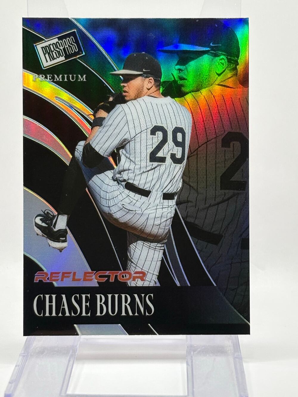 2024 Leaf Press Pass Premium Chase Burns Prismatic Black Reflector 2/2 SSP Reds